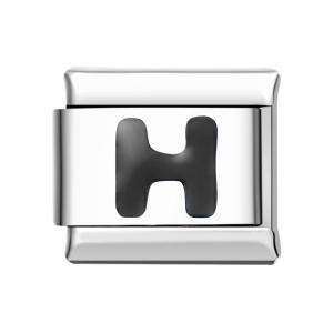 Letter H-Black Italian Charm For Italian Charm Bracelets Composable Link