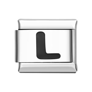Letter L-Black Italian Charm For Italian Charm Bracelets Composable Link