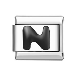 Letter N-Black Italian Charm For Italian Charm Bracelets Composable Link