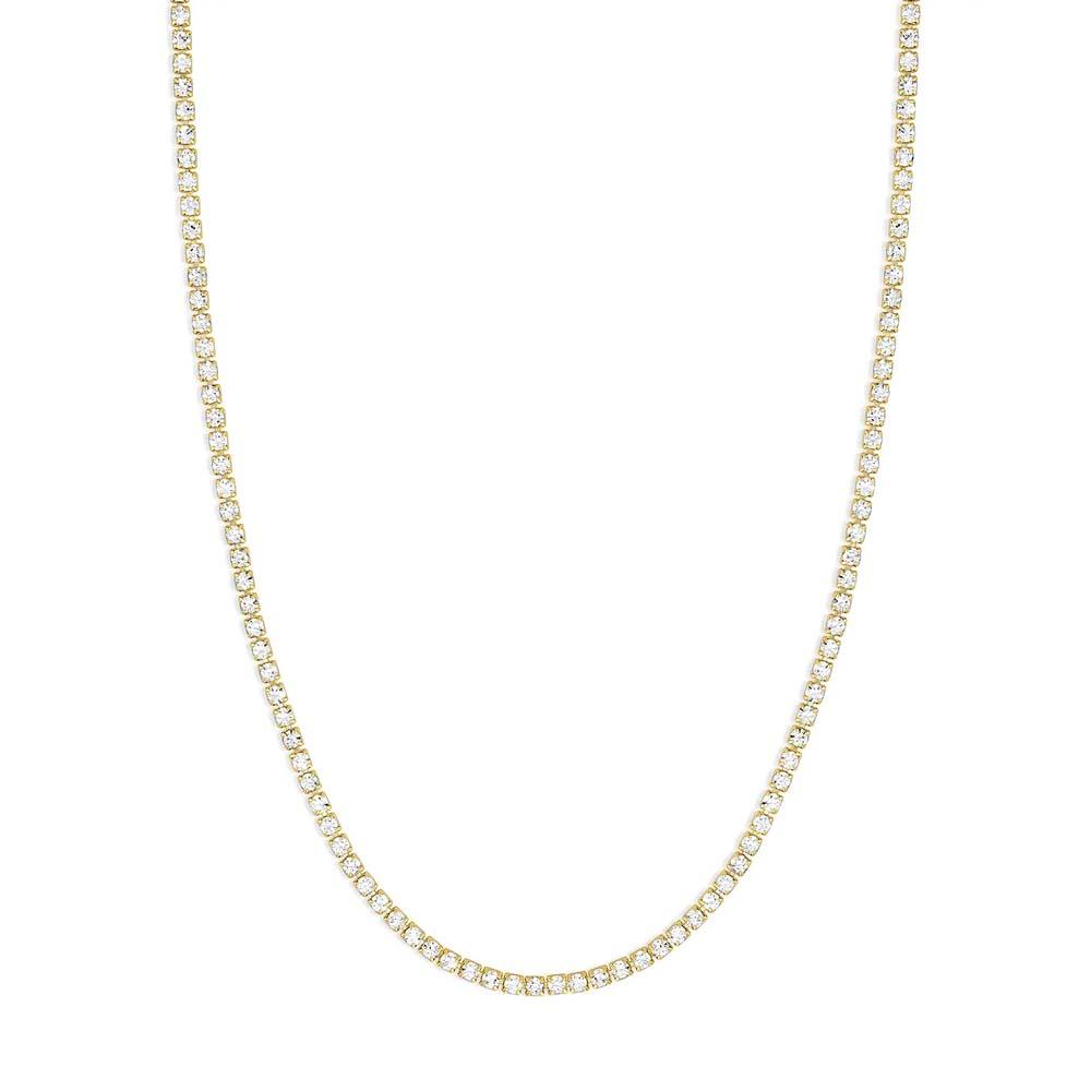 Gold Shimmery Crystal Necklace Minimalist Chain Dainty and Thin Necklace - soufeeluk