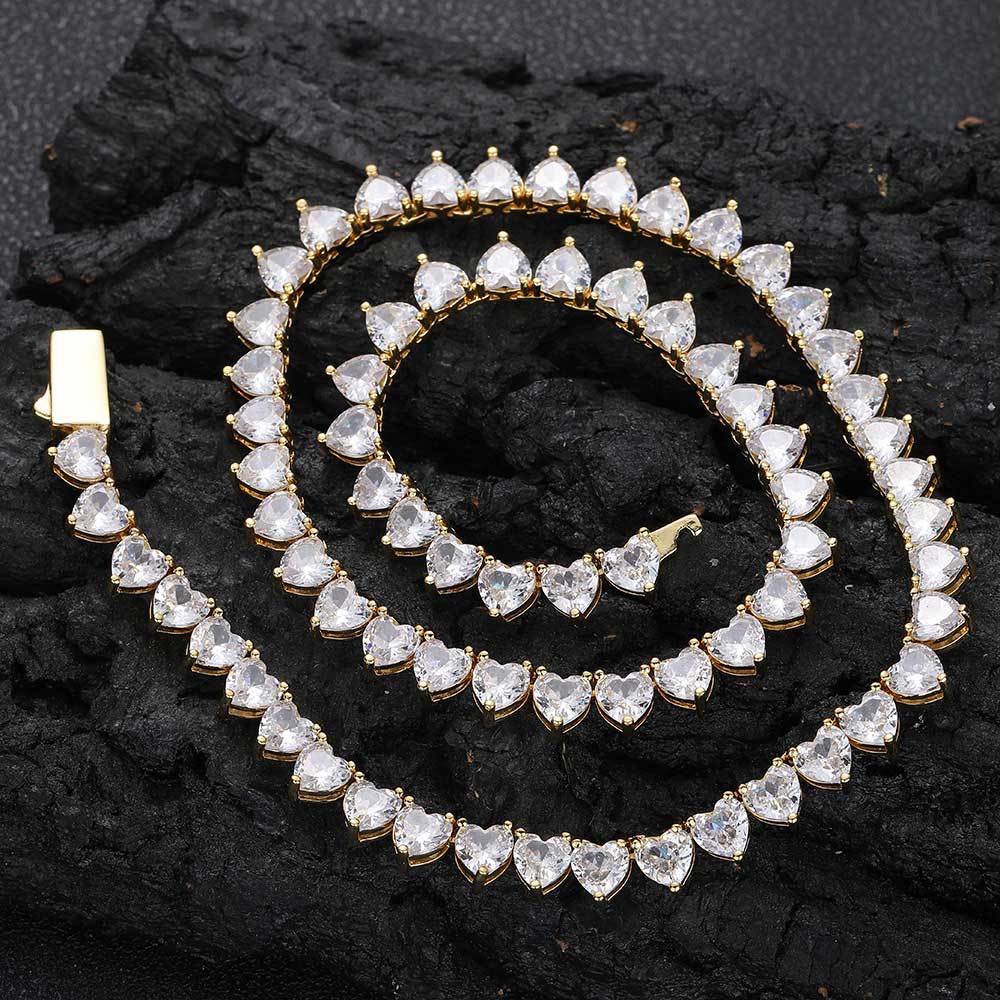 Heart Zirconia Necklace Spring Clasp Tennis Necklace - soufeeluk
