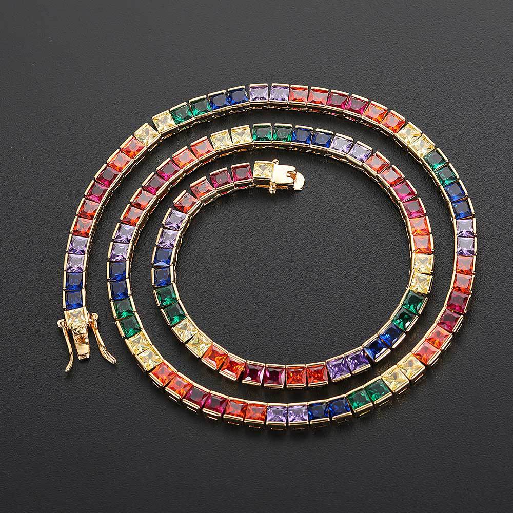 Multi-color Single Row Tennis Necklace - soufeeluk