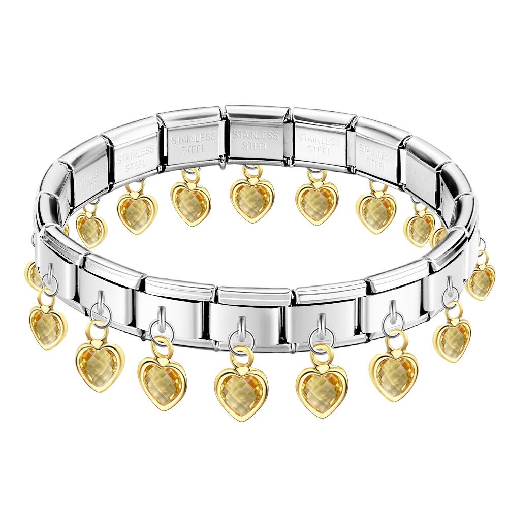 Yellow Heart Pendant Vintage Italian Charm Bracelet - soufeeluk