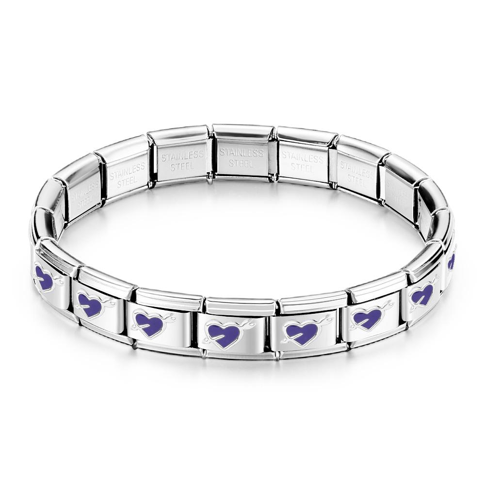 Love at First Sight Purple Vintage Italian Charm Bracelet - soufeeluk