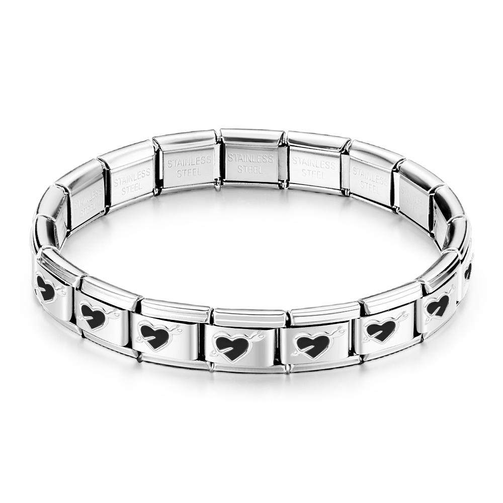 Love at First Sight Black Vintage Italian Charm Bracelet - soufeeluk