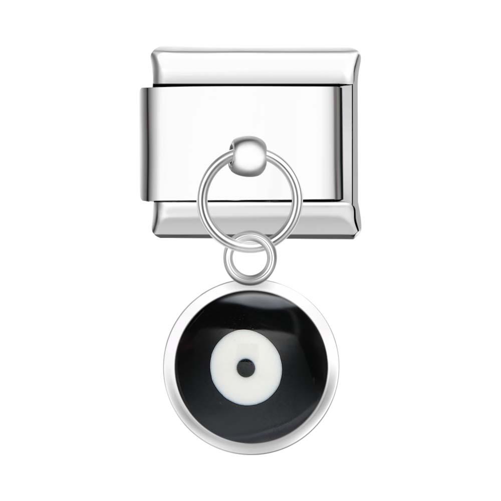 Devil's Eye - Black Italian Charm For Italian Charm Bracelets Composable Link - soufeeluk