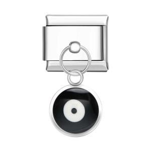 Devil's Eye - Black Italian Charm For Italian Charm Bracelets Composable Link