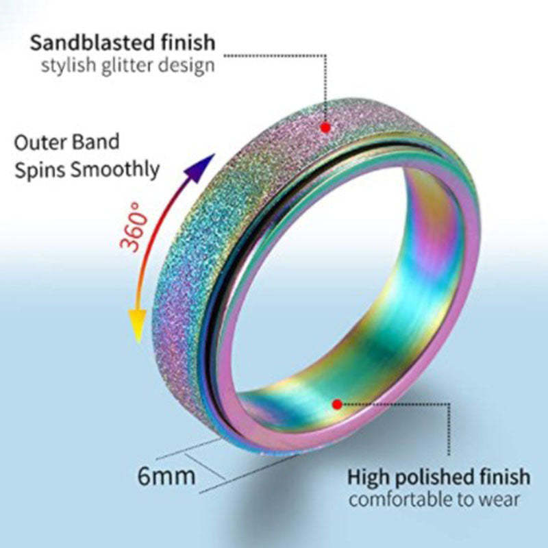 Anxiety Relief Decompression Ring Stainless Steel Glitter Ring Gift for Women - soufeeluk
