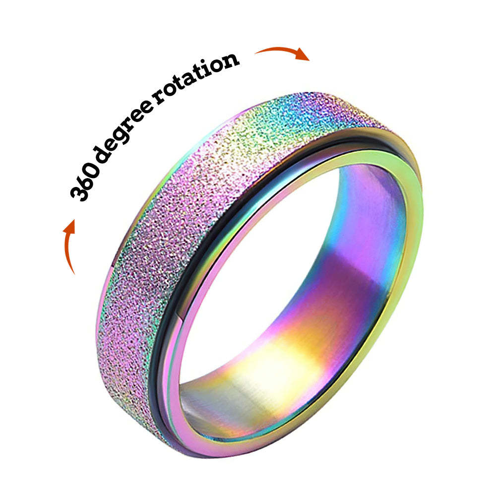 Anxiety Relief Decompression Ring Stainless Steel Glitter Ring Gift for Women - soufeeluk