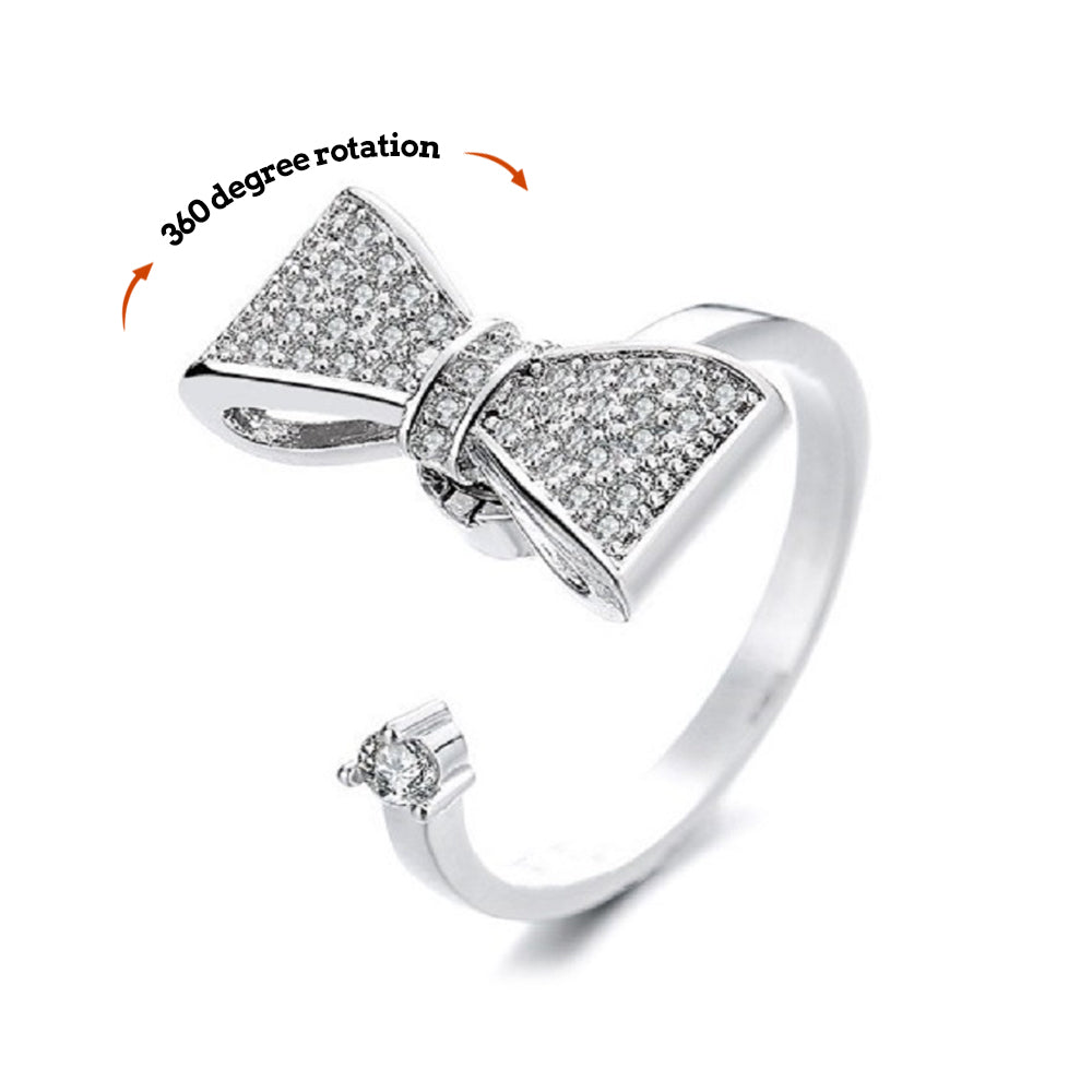 Anxiety Ring Anxiety Relief Decompression Bowknot Adjustable Ring Gift for Her - soufeeluk