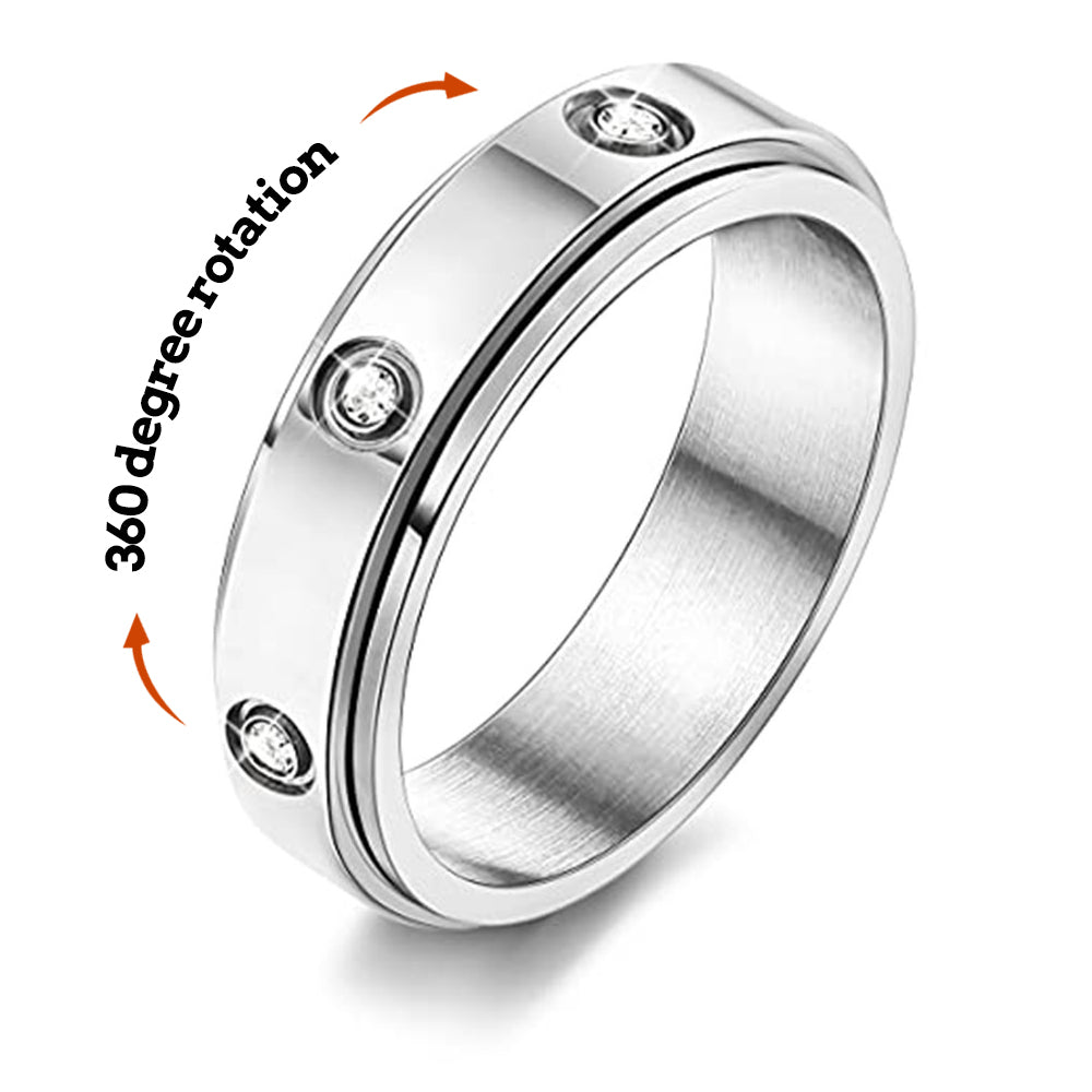 Anxiety Ring Anxiety Relief Diamante Decompression Stainless Steel Ring Jewellery Gift - soufeeluk