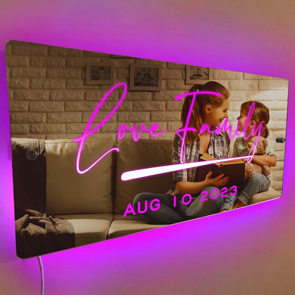 Custom Name Mirror Sign Custom Text Led Multi Color Light Up Wall Hanging Neon Signs Home Decor Anniversary Gift - soufeeluk