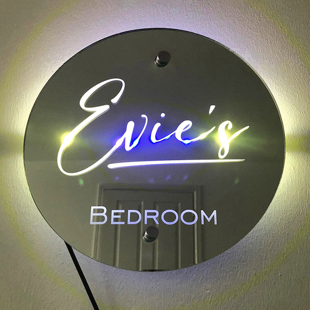 Custom Name Round Mirror Marquee Light Gift - soufeeluk