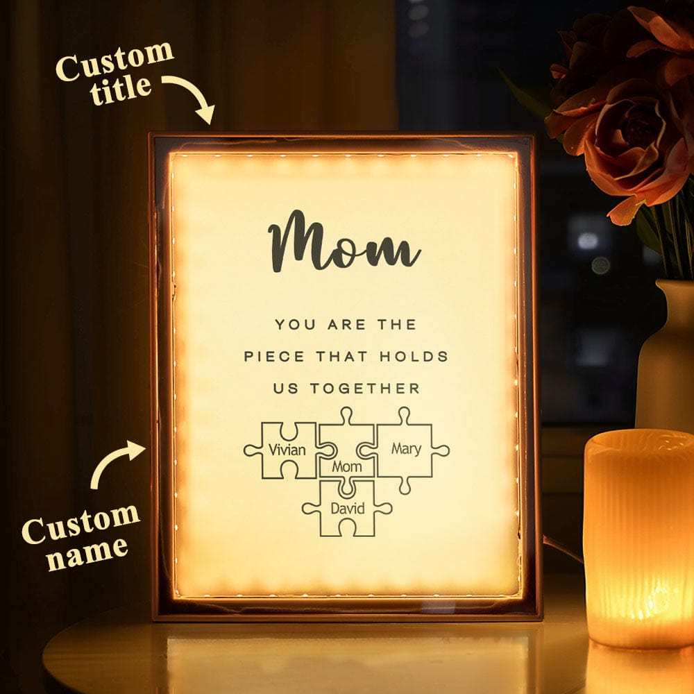 Personalised Name Mirror Light Custom Mama You Are The Piece That Holds Us Together Night Light for Mama - soufeeluk