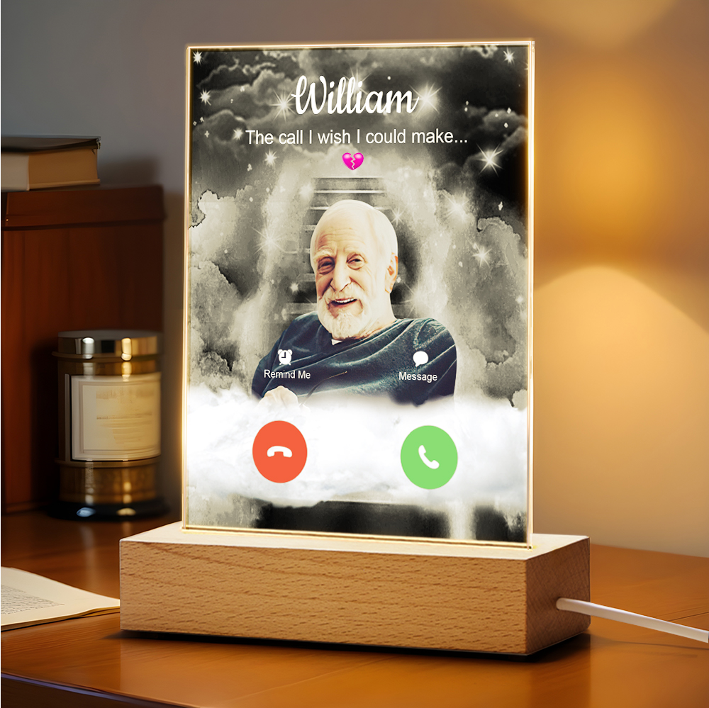 Custom Photo Acrylic Night Light Lamp Memorial Gift Remembrance Personalized Name Night Light - soufeeluk