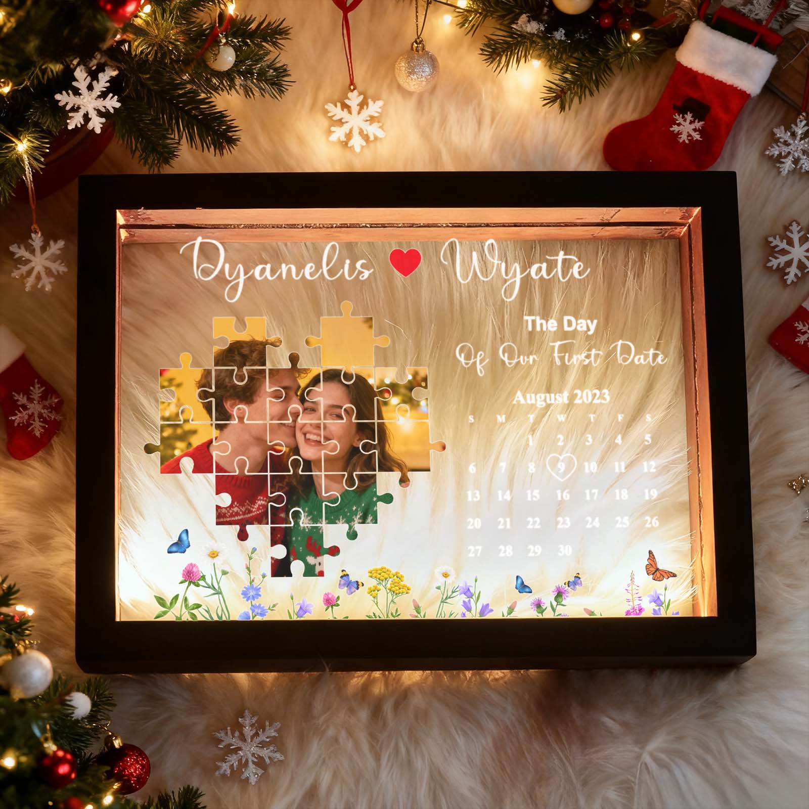 The Day I Found My Missing Piece Light Frame Personalized Christmas Gifts - soufeeluk