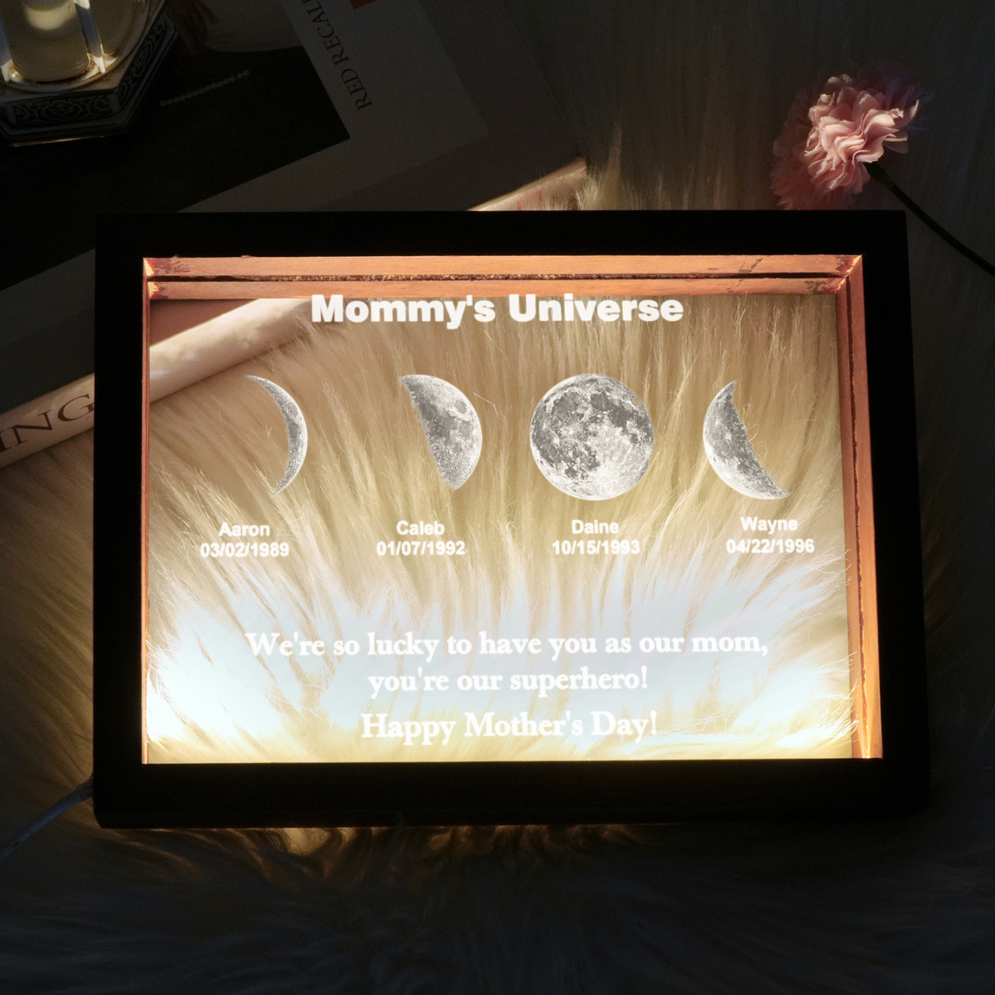 Custom Moon Phase night light Personalizd Birth Date Mother's day Gift for Mom - soufeeluk
