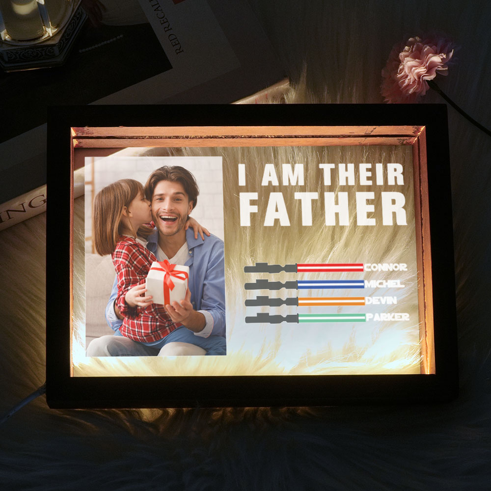 Personalised I Am Their Father Night Light Frame Box Saber Plaque Personalised Gift Father's Day Gifts