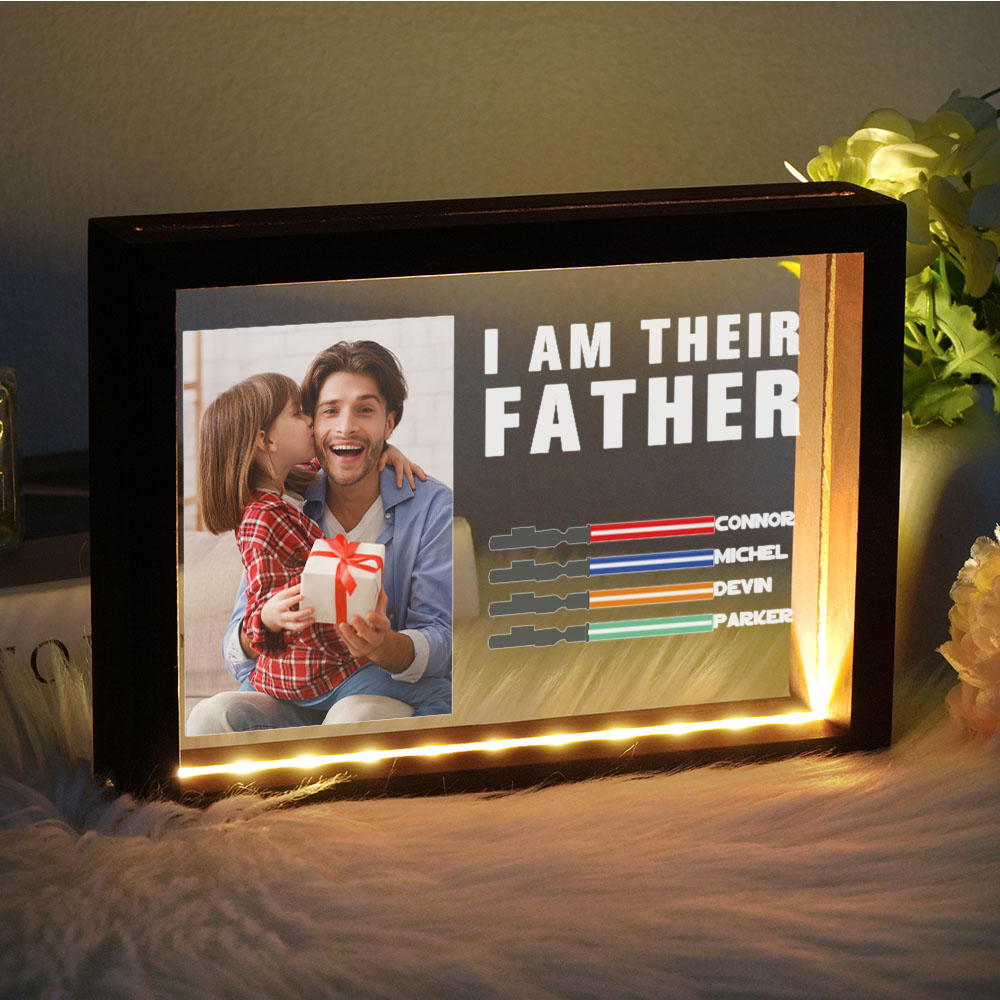 Personalised I Am Their Father Night Light Frame Box Saber Plaque Personalised Gift Father's Day Gifts