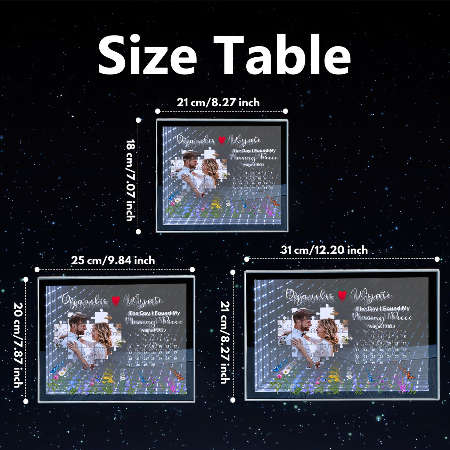 The Day I Found My Missing Piece Light Customize Photo and Calendar Custom Name Personalized Gift For Couple - soufeeluk