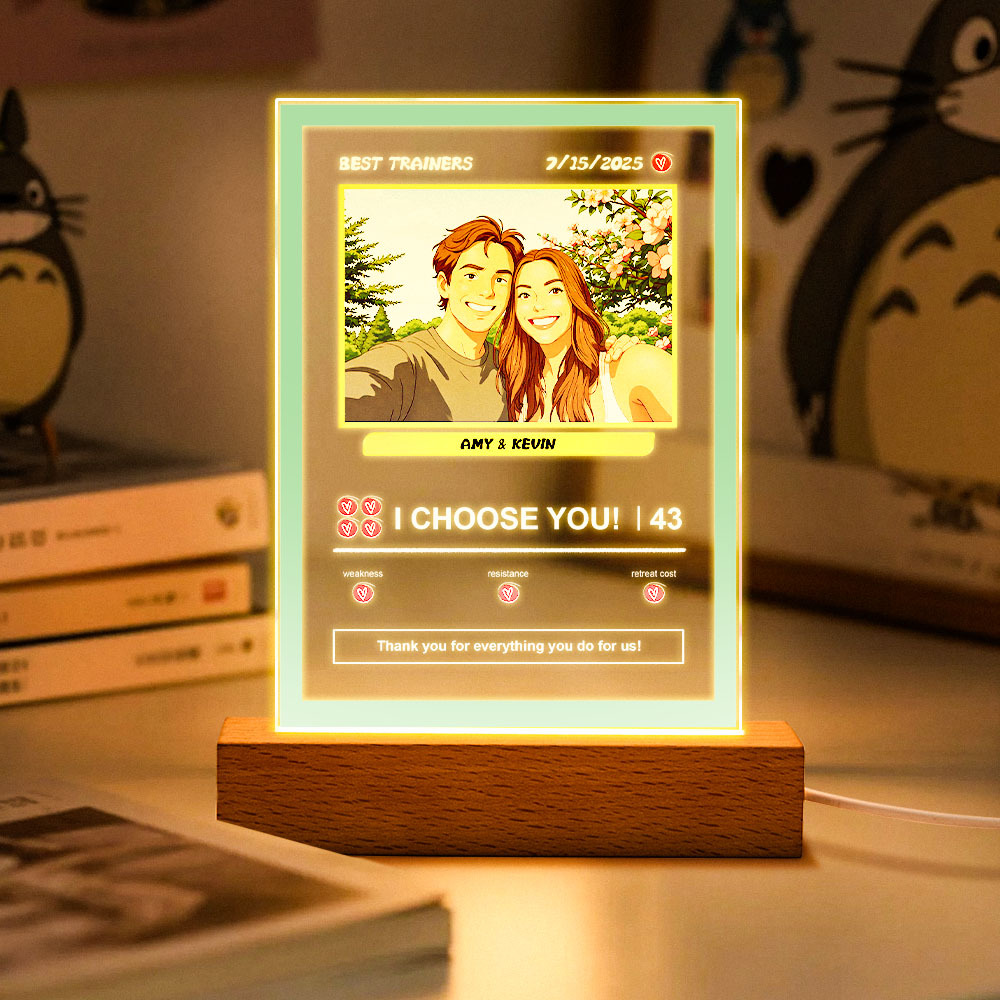 Custom Acrylic Poke Card Personalized Photo and Text Lamp Plaque Night Light Romantic Gift - soufeeluk