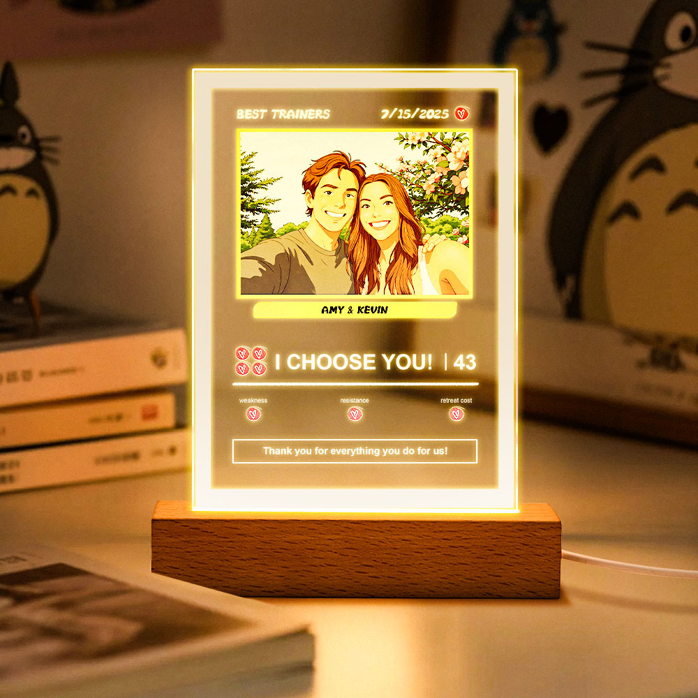Custom Acrylic Poke Card Personalized Photo and Text Lamp Plaque Night Light Romantic Gift - soufeeluk