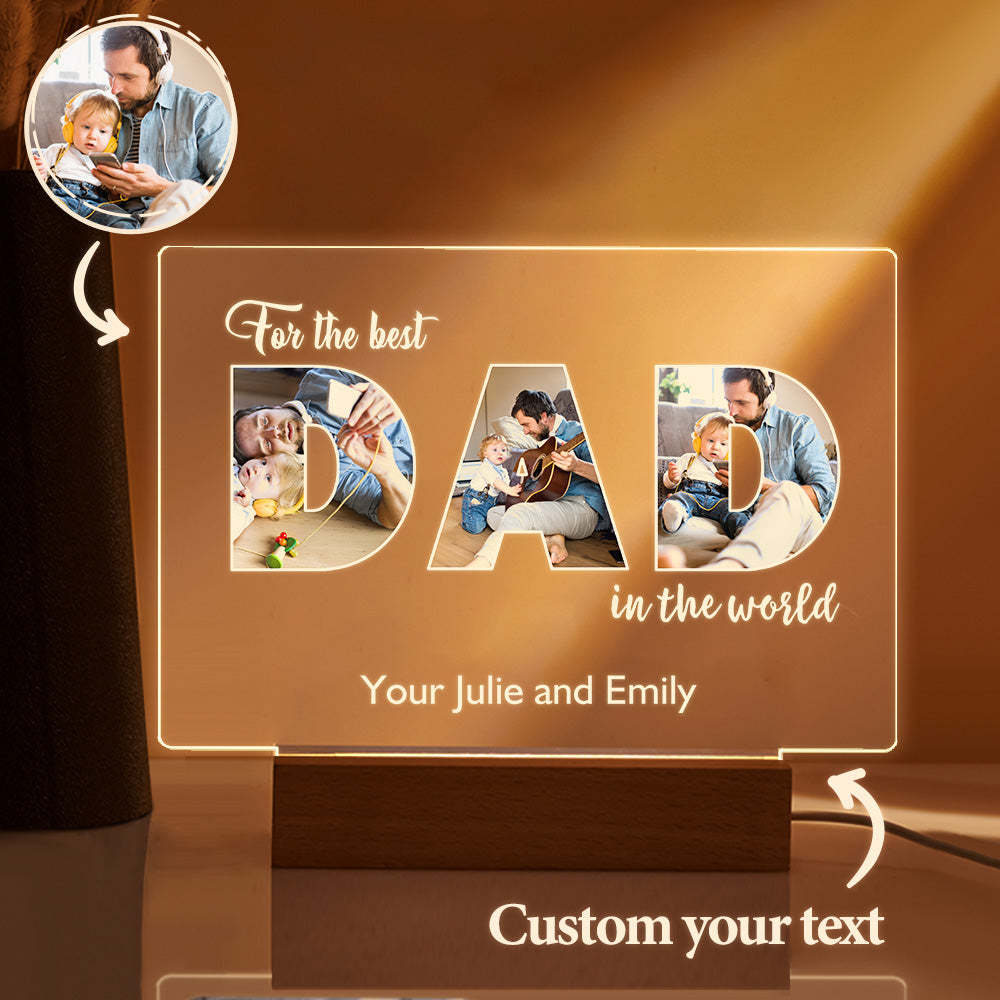 Custom Father's Day Night Light Personalised Photo Acrylic Lamp Gifts for Dad - soufeeluk