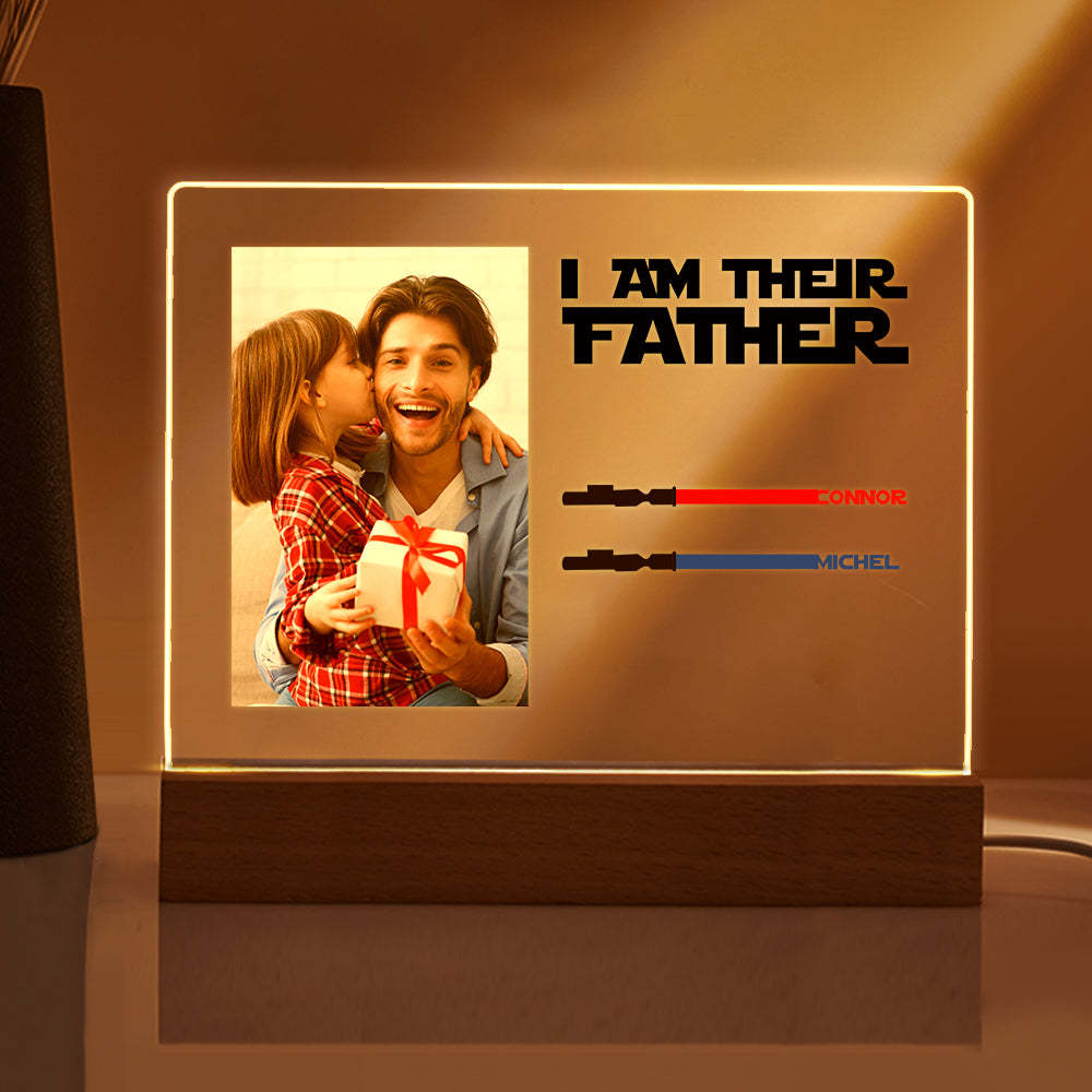 Personalized I Am Their Father Night Light Photo Acrylic Light Saber Plaque Father's Day Gifts - soufeeluk