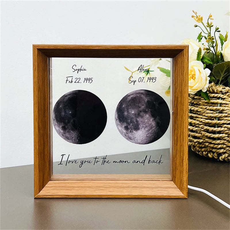 Custom Moon Phases LED Frame Light Birth Moon Night Light Gifts for Lovers - soufeeluk