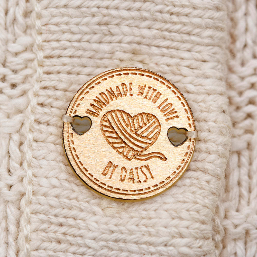Personalised Handmade with Love Wooden Buttons Set of 15 Clothing Labels Gift for Mother Grandma Knitting Crocheting Lovers - soufeeluk