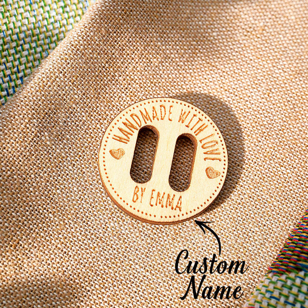 Personalised Handmade with Love Wooden Buttons Set of 15 Clothing Labels Gift for Mother Grandma Knitting Crocheting Lovers - soufeeluk