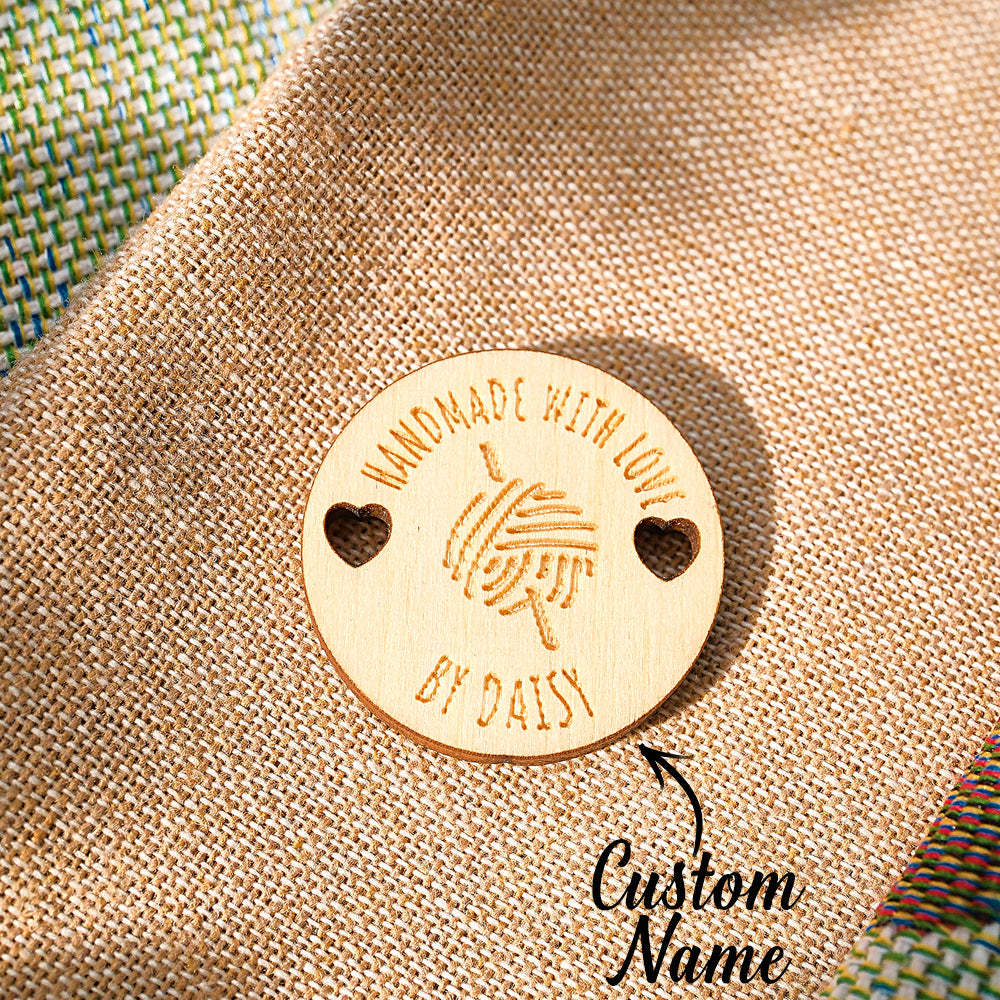Personalised Handmade with Love Wooden Buttons Set of 15 Clothing Labels Gift for Mother Grandma Knitting Crocheting Lovers - soufeeluk