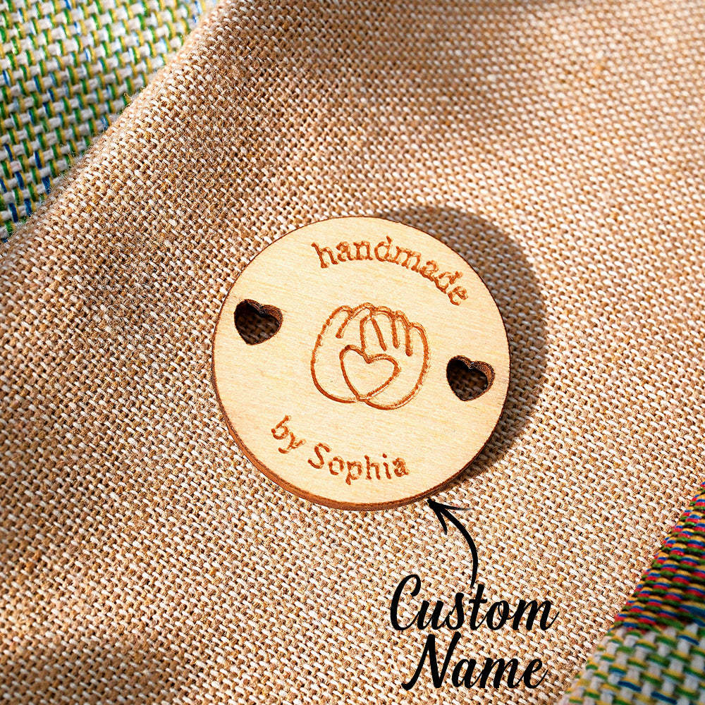 Personalised Handmade with Love Wooden Buttons Set of 15 Clothing Labels Gift for Mother Grandma Knitting Crocheting Lovers - soufeeluk