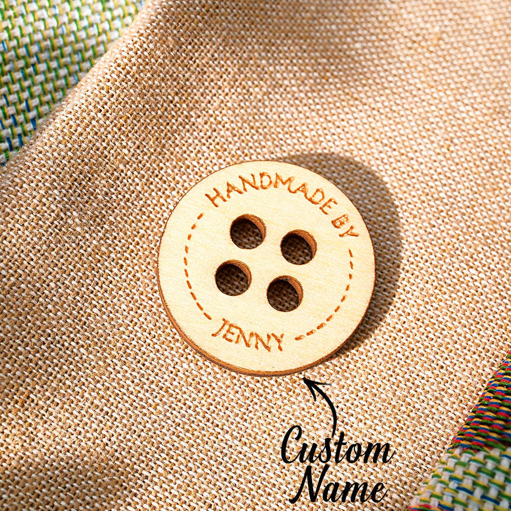 Personalised Handmade with Love Wooden Buttons Set of 15 Clothing Labels Gift for Mother Grandma Knitting Crocheting Lovers - soufeeluk