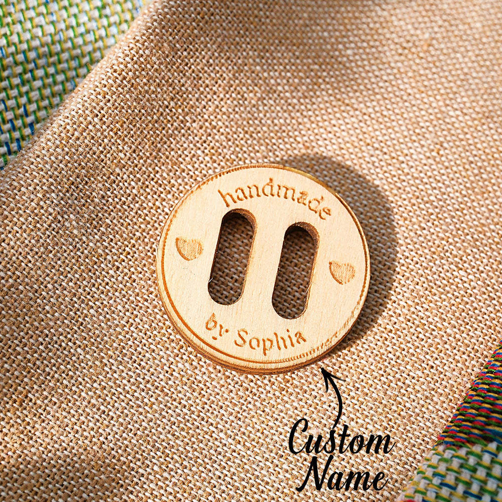 Personalised Handmade with Love Wooden Buttons Set of 15 Clothing Labels Gift for Mother Grandma Knitting Crocheting Lovers - soufeeluk