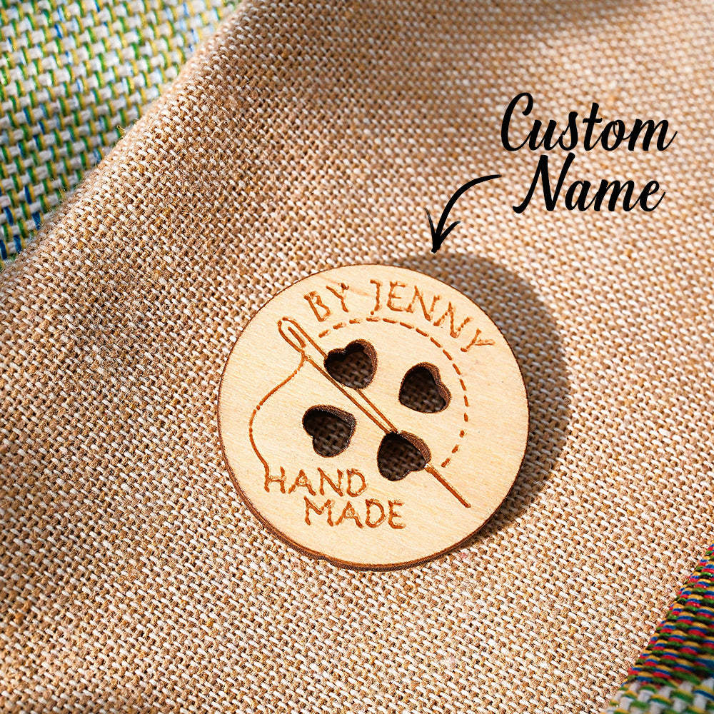 Personalised Handmade with Love Wooden Buttons Set of 15 Clothing Labels Gift for Mother Grandma Knitting Crocheting Lovers - soufeeluk