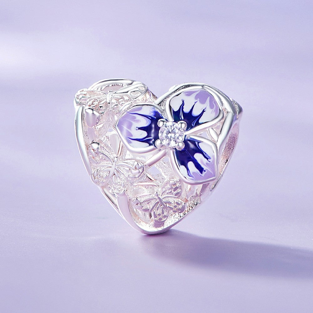 creative pansy charm 925 sterling silver xs1971