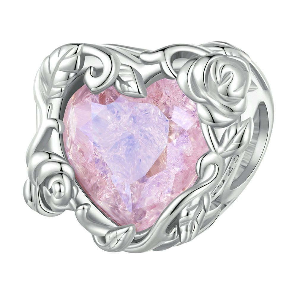 crystal rose pink charm 925 sterling silver xs2072