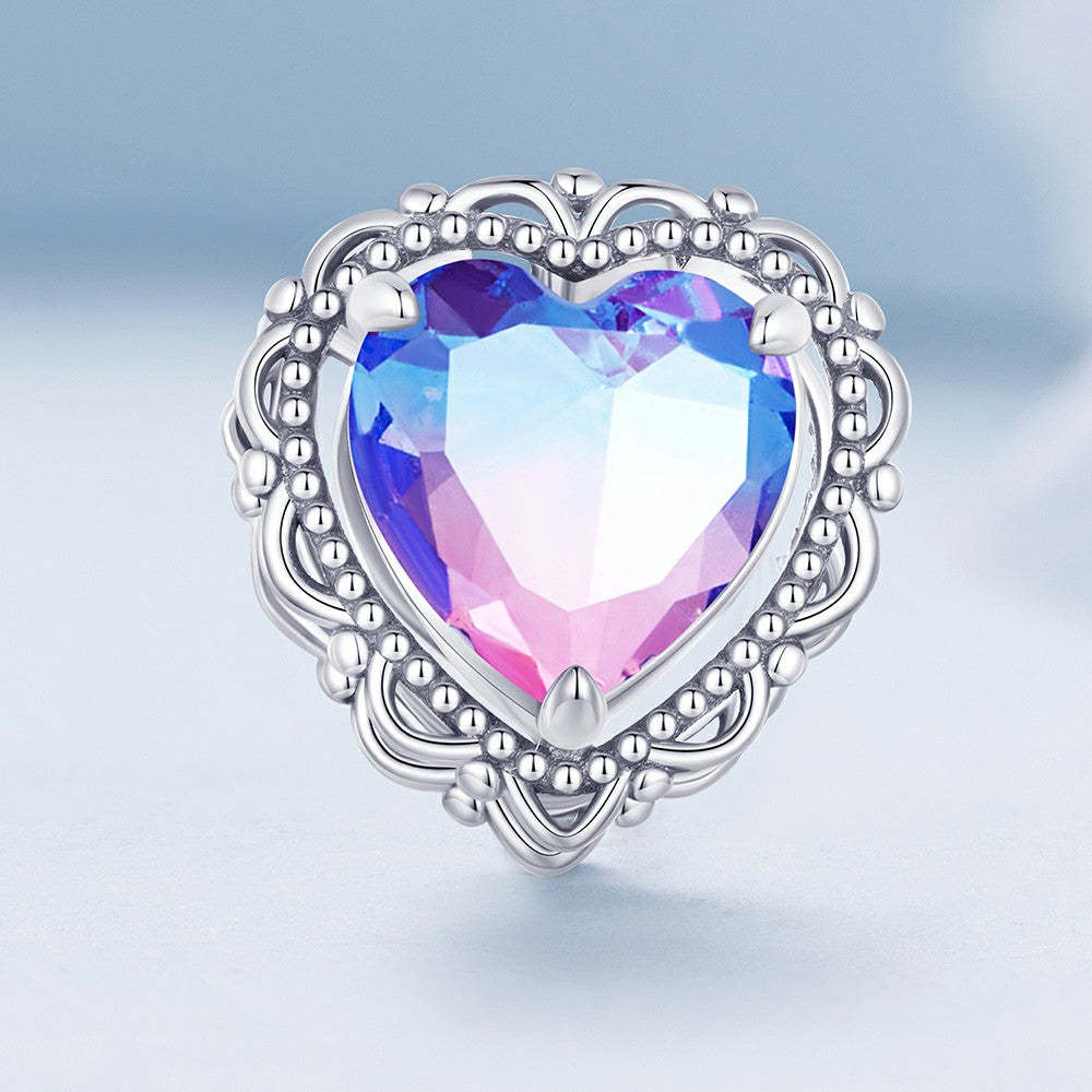 heart gradient colorful charm 925 sterling silver xs2081