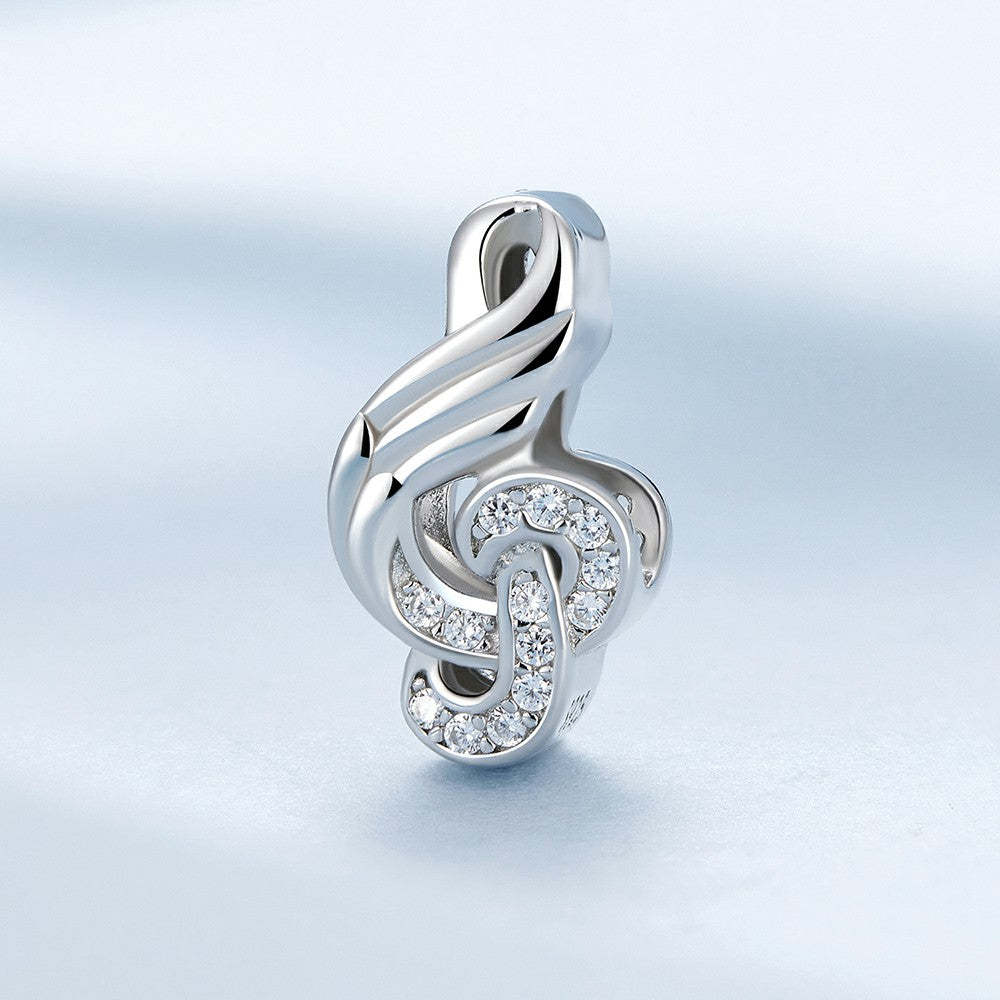 note pattern white zircon charm 925 sterling silver gifts for music lover xs2082