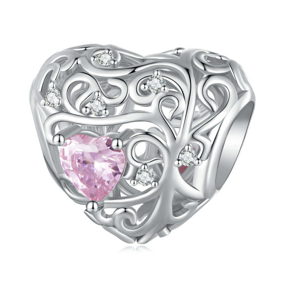 life tree pink zircon charm 925 sterling silver xs2103
