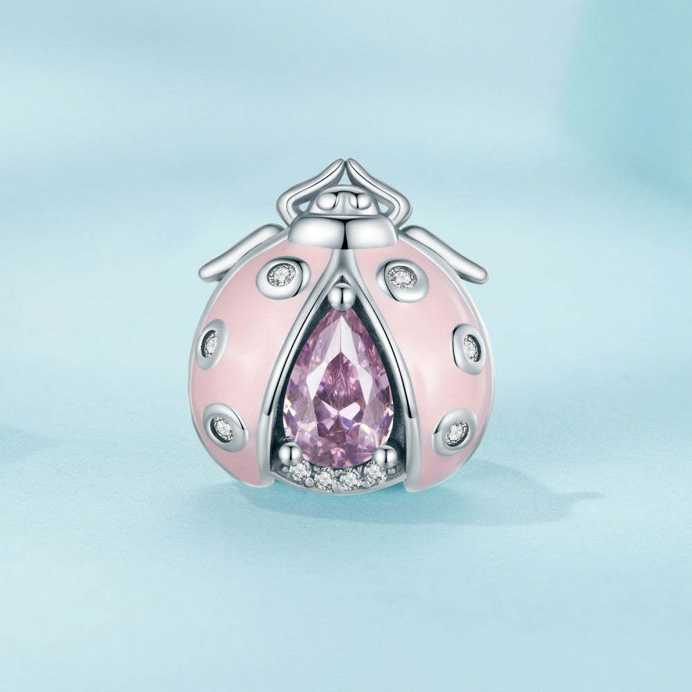 ladybug pink design charm 925 sterling silver xs2112