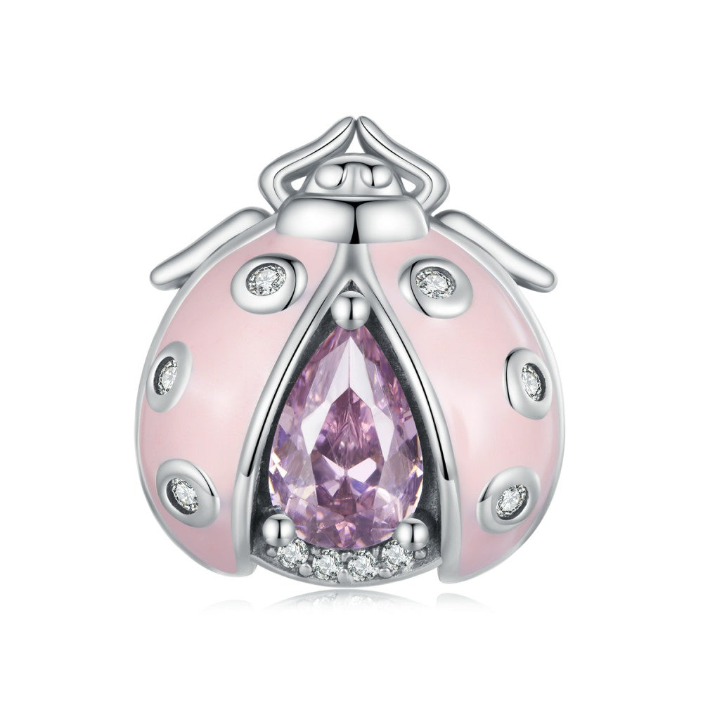 ladybug pink design charm 925 sterling silver xs2112