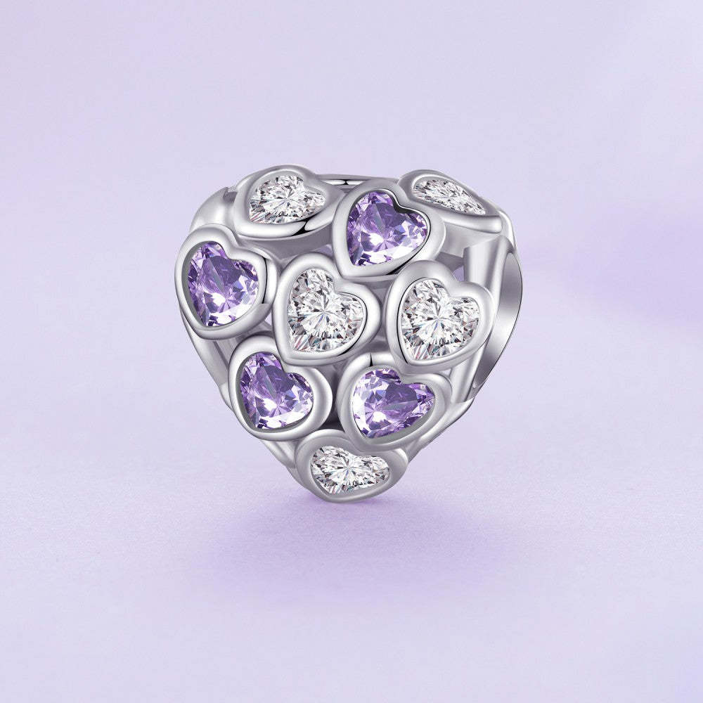 infinite love purple and white zircon charm 925 sterling silver xs2113