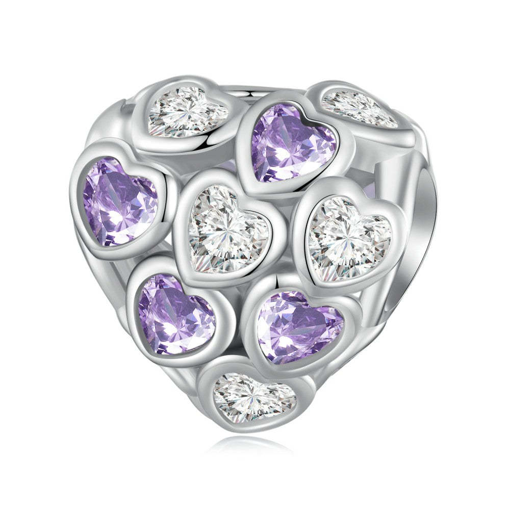 infinite love purple and white zircon charm 925 sterling silver xs2113