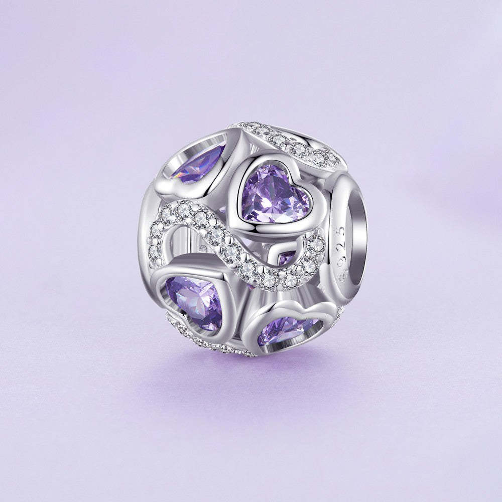 infinite love purple zircon spherical charm 925 sterling silver xs2114
