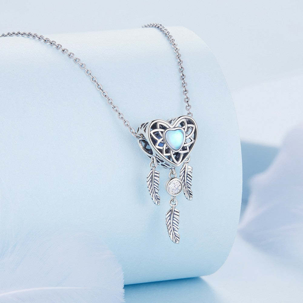 heart shaped dream catcher charm 925 sterling silver xs2124
