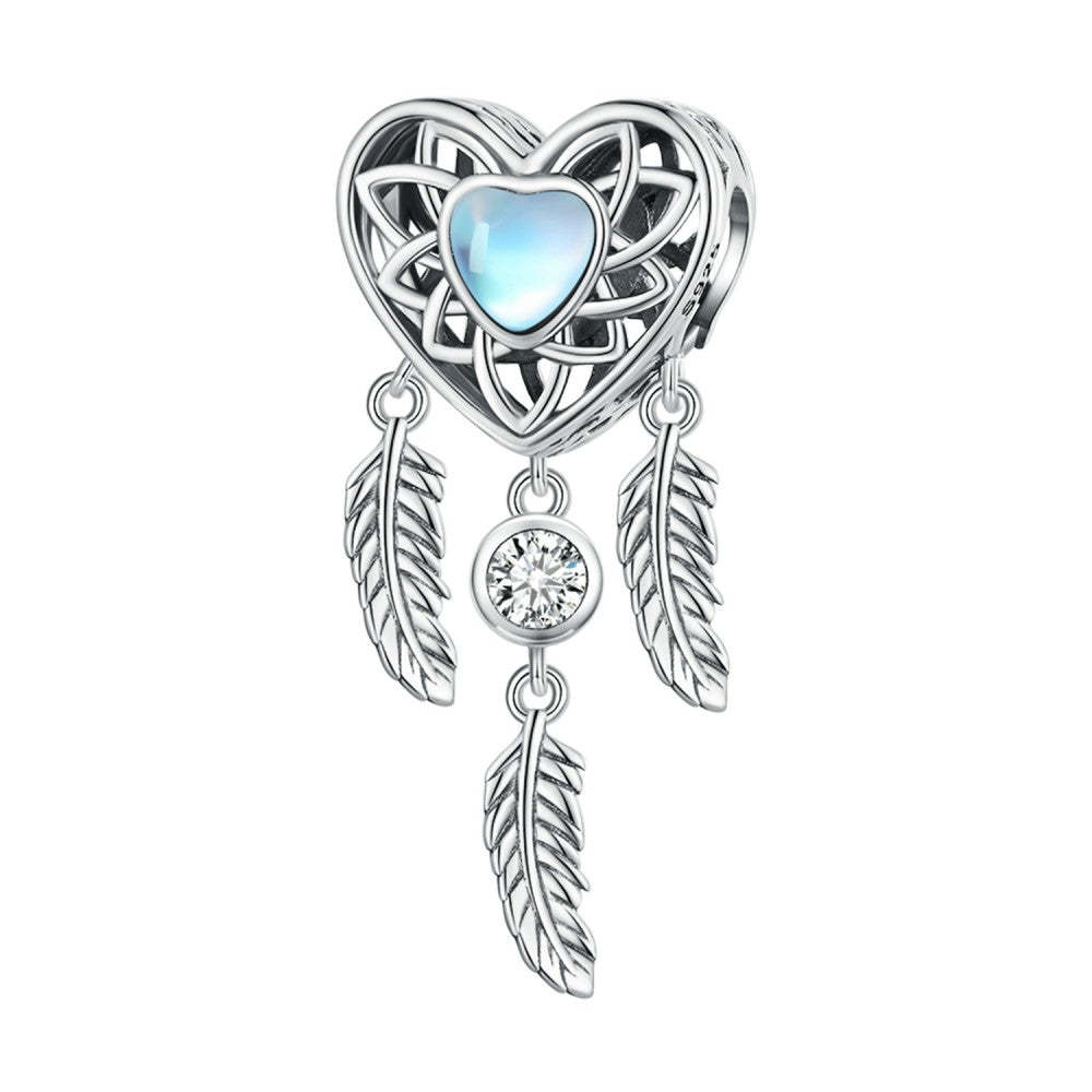 heart shaped dream catcher charm 925 sterling silver xs2124