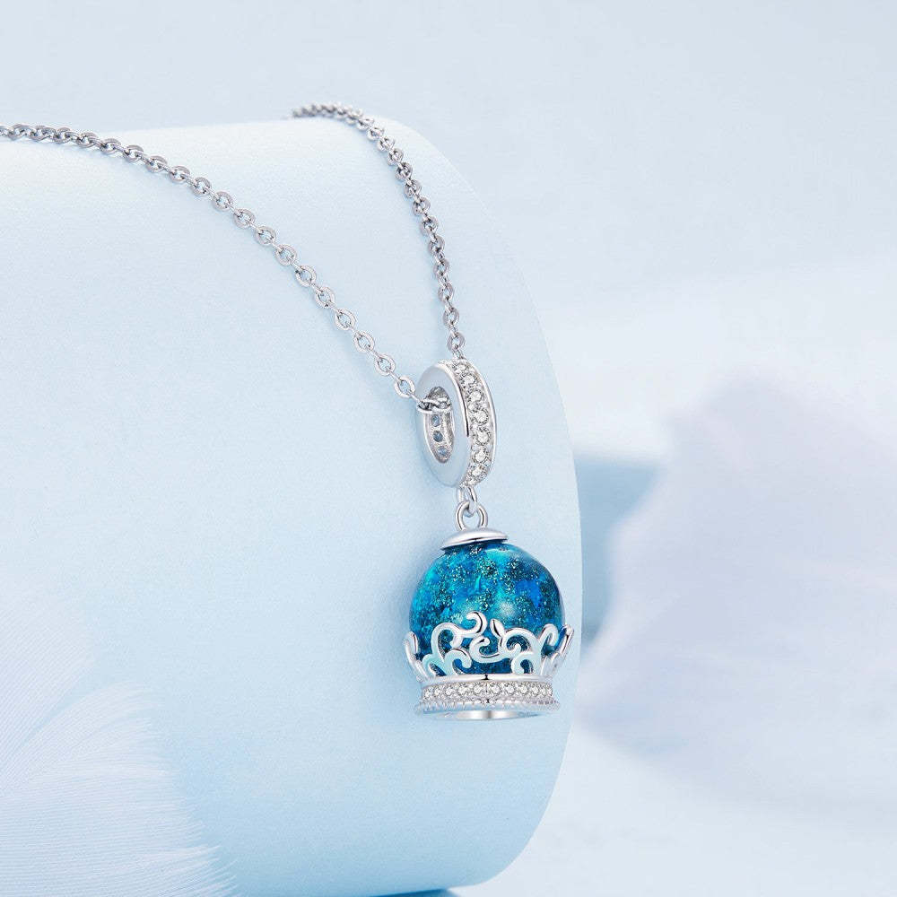 crystal ball blue charm 925 sterling silver xs2139