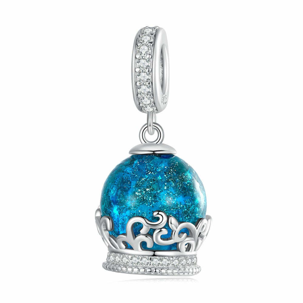 crystal ball blue charm 925 sterling silver xs2139